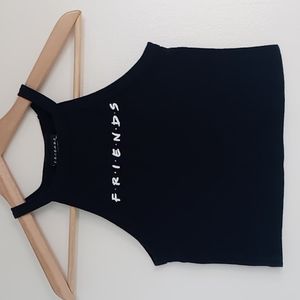 Friends TV Show Logo Crop High Neck Crop Top Black Size Small